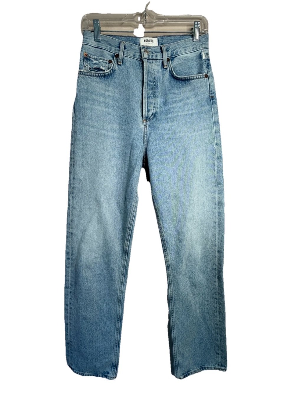 Agolde Jeans 90s Mid Rise Loose Fit in Snapshot Straight Blue Denim Casual 24 - Picture 1 of 8